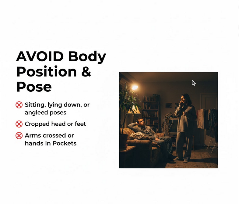 Bad pose example for virtual try-on